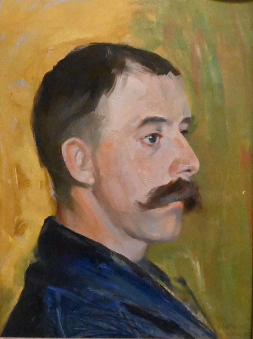 Attributed to Sister Elisabeth Fichtner (American, 1876 - 1945): Attributed to Sister Elisabeth Fichtner (American, 1876 - 1945), John No. II, oil on canvas, inscribed and dated lower right "FMME III, Oct. 02, 1921" 16" x 12", having an Alfons Gallery and School Si