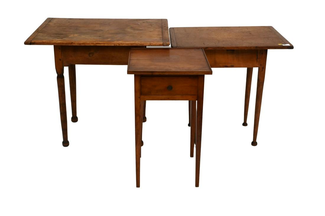 Three Stands: Three Stands, to include one having one drawer; height 26 inches, top 20" x 26"; height 26 inches, top 15" x 15".