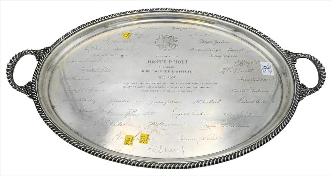 Large Gorham Sterling Silver Oval Serving Tray (1 of 4)