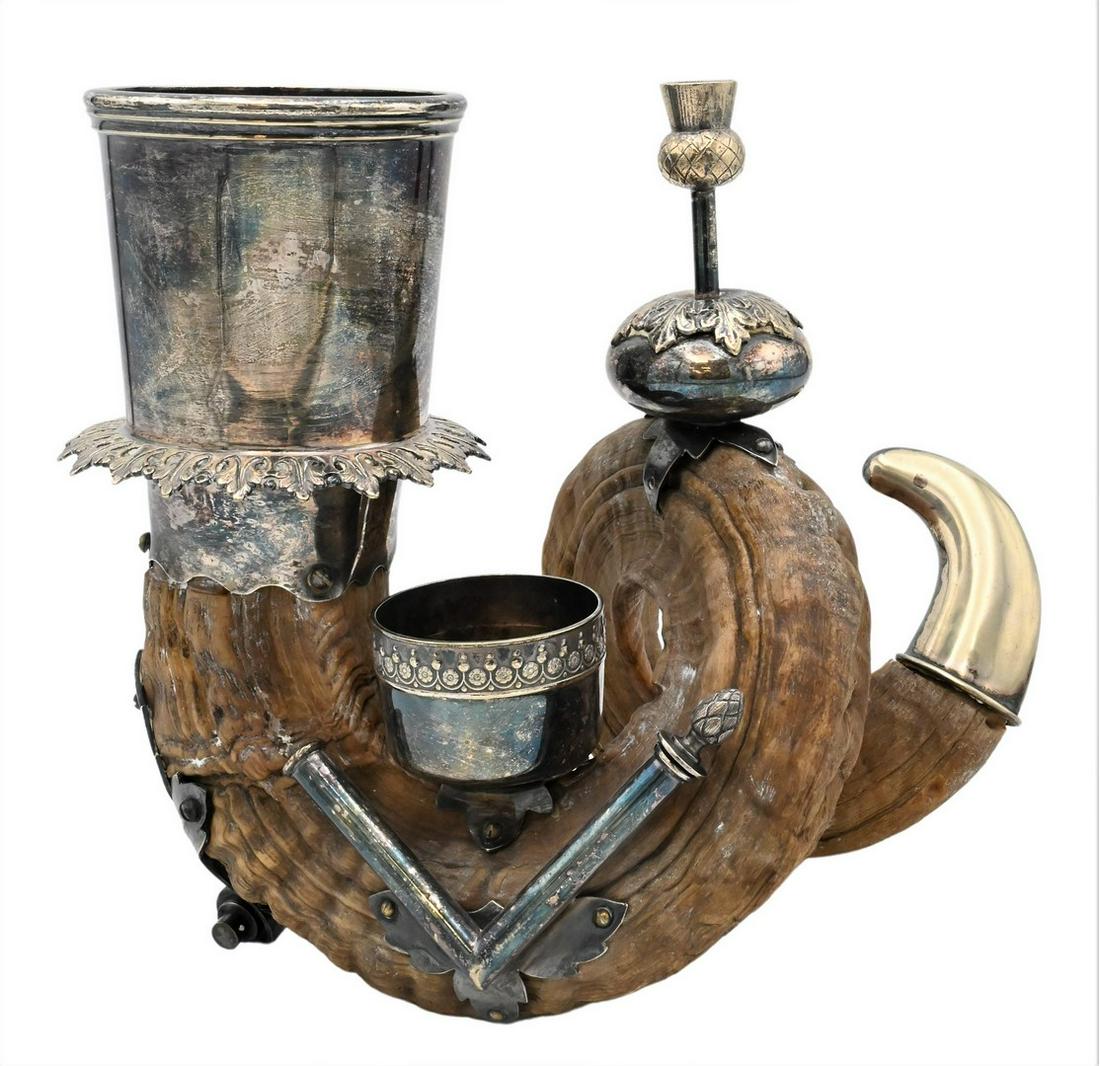 Ram Horn and Silver Plated Container (1 of 6)