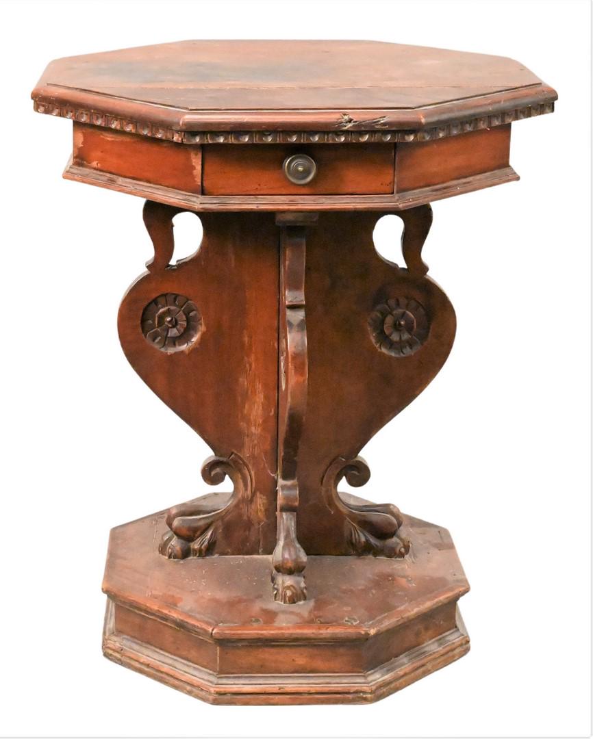 Italian Renaissance Walnut Octagon Table (1 of 7)