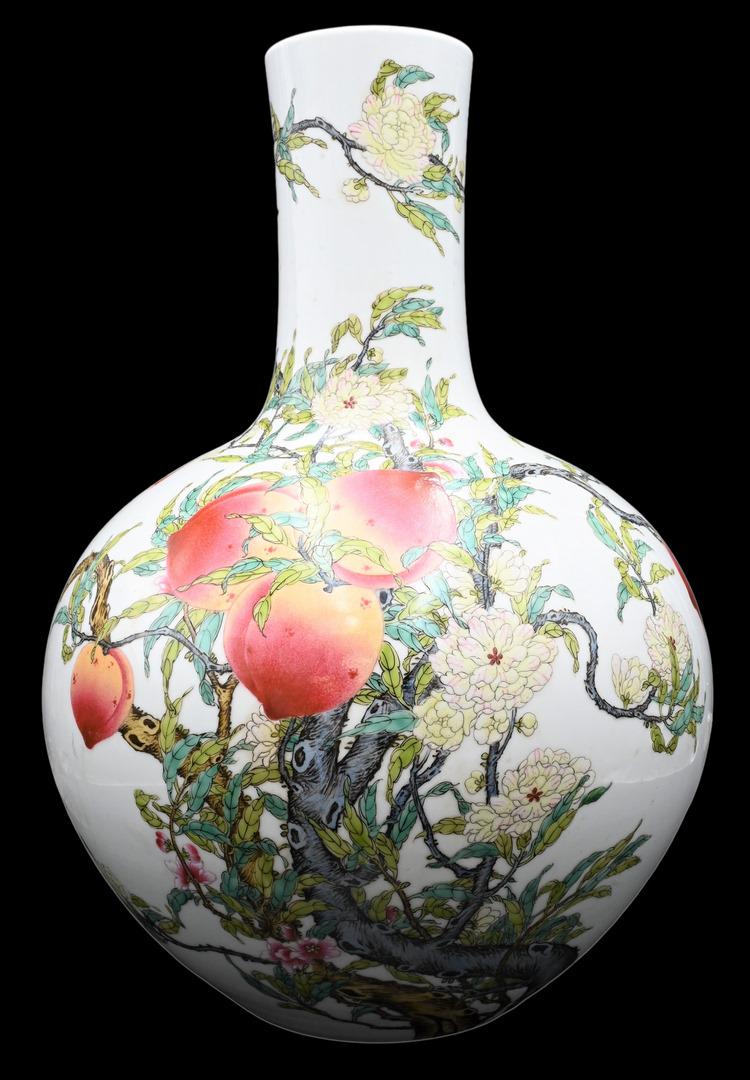 Large Chinese Famille Rose Peach Vase (1 of 6)