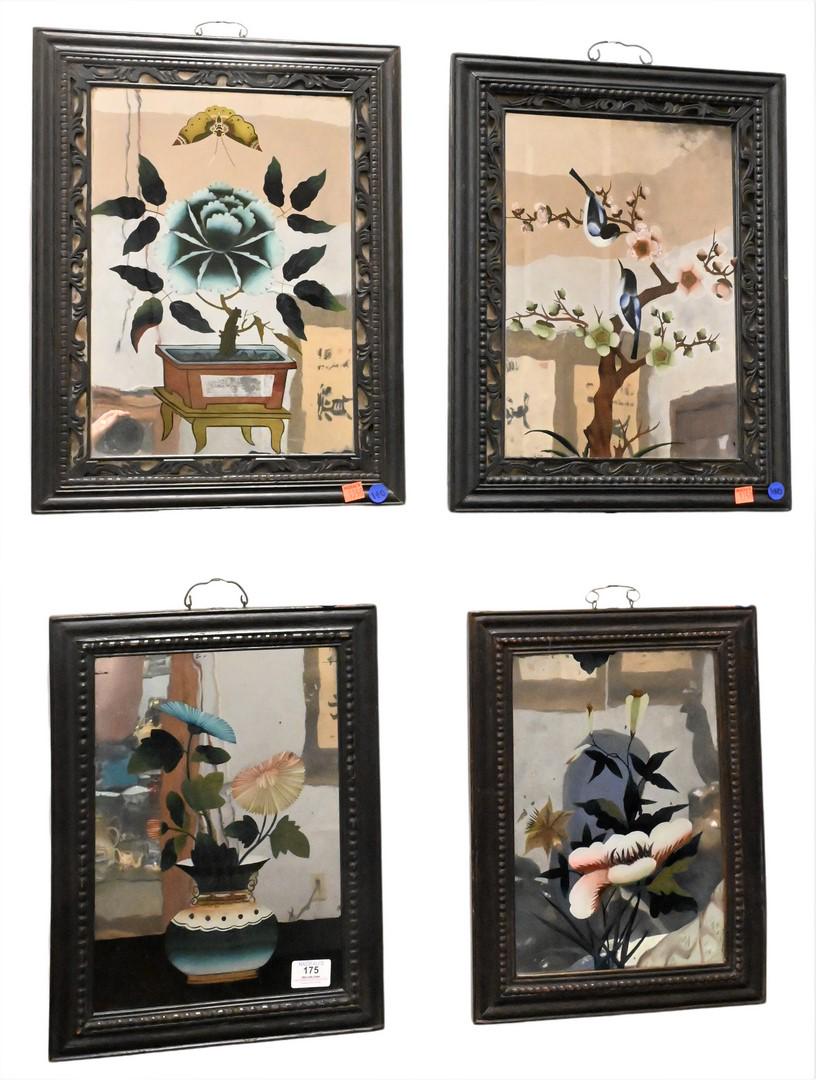 Four Chinese Reverse-Painted Mirror Still Lifes (1 of 5)