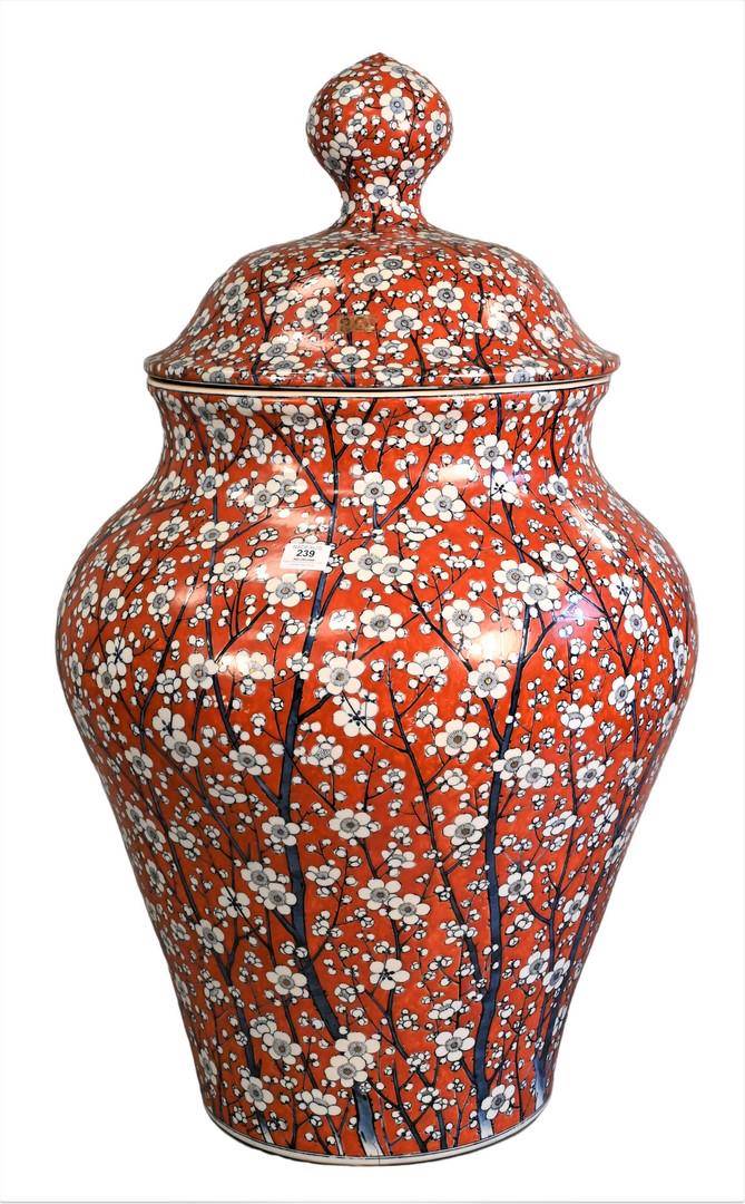 Palace Size Asian Rust Ground Porcelain Jar and Cover (1 of 6)