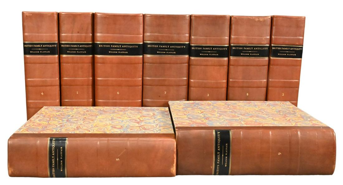 Nine Volume Leatherbound Set of British Antiquity William Playfair Books: Nine Volume Leatherbound Set of British Antiquity William Playfair Books, 1810, having Hamilton Fish bookplate.