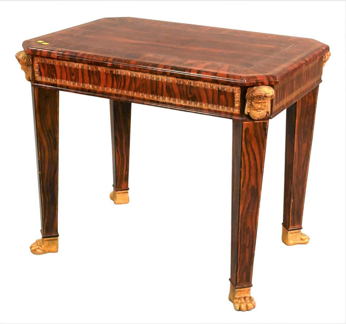 Leather Wrapped Neoclassical Style Center Table (1 of 5)