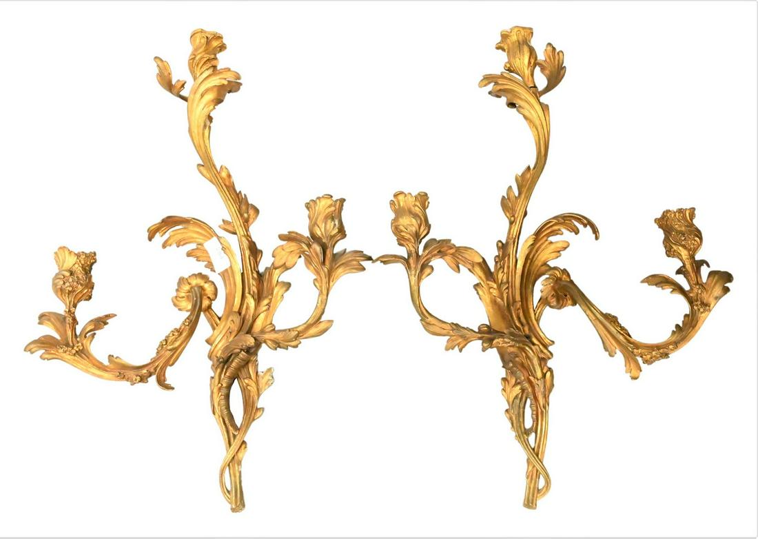 Pair of Louis XV Style Candle Sconces (1 of 4)