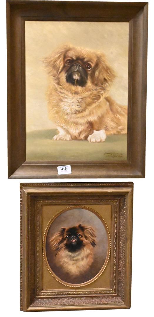 Three Paintings of Pekingese Dogs (1 of 5)