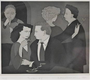 Andrew Stevovich (b.1948): Andrew Stevovich (b.1948), Smokers #3, etching, 4/25, signed Andrew Stevovich, 1982, 9 1/4" x 10 1/4".