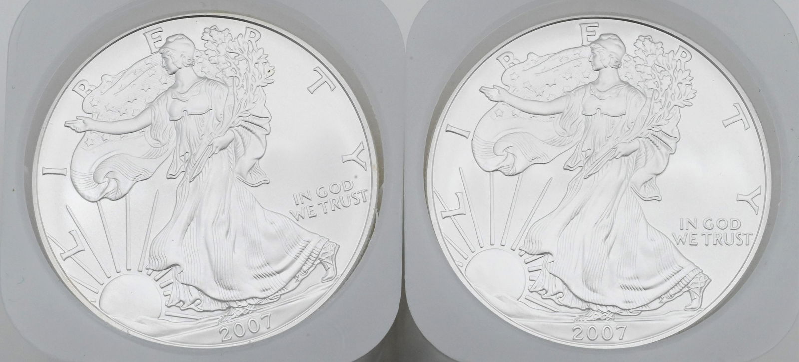 Two Rolls of 20-2007 1oz Silver American Eagle Dollar Coins BU (1 of 1)