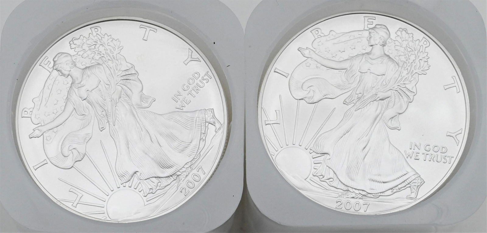 Two Rolls of 20-2007 1oz Silver American Eagle Dollar Coins BU (1 of 1)