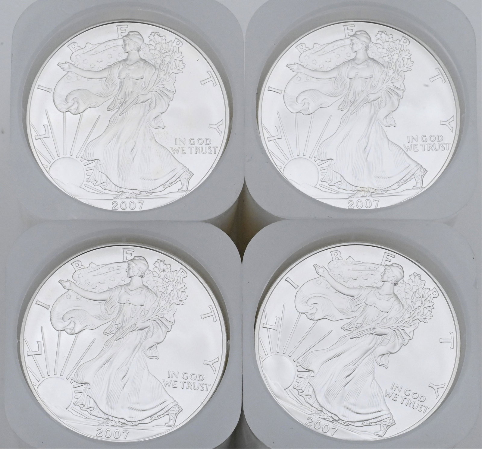 Four Rolls of 20-2007 1oz Silver American Eagle Dollar Coins BU (1 of 1)
