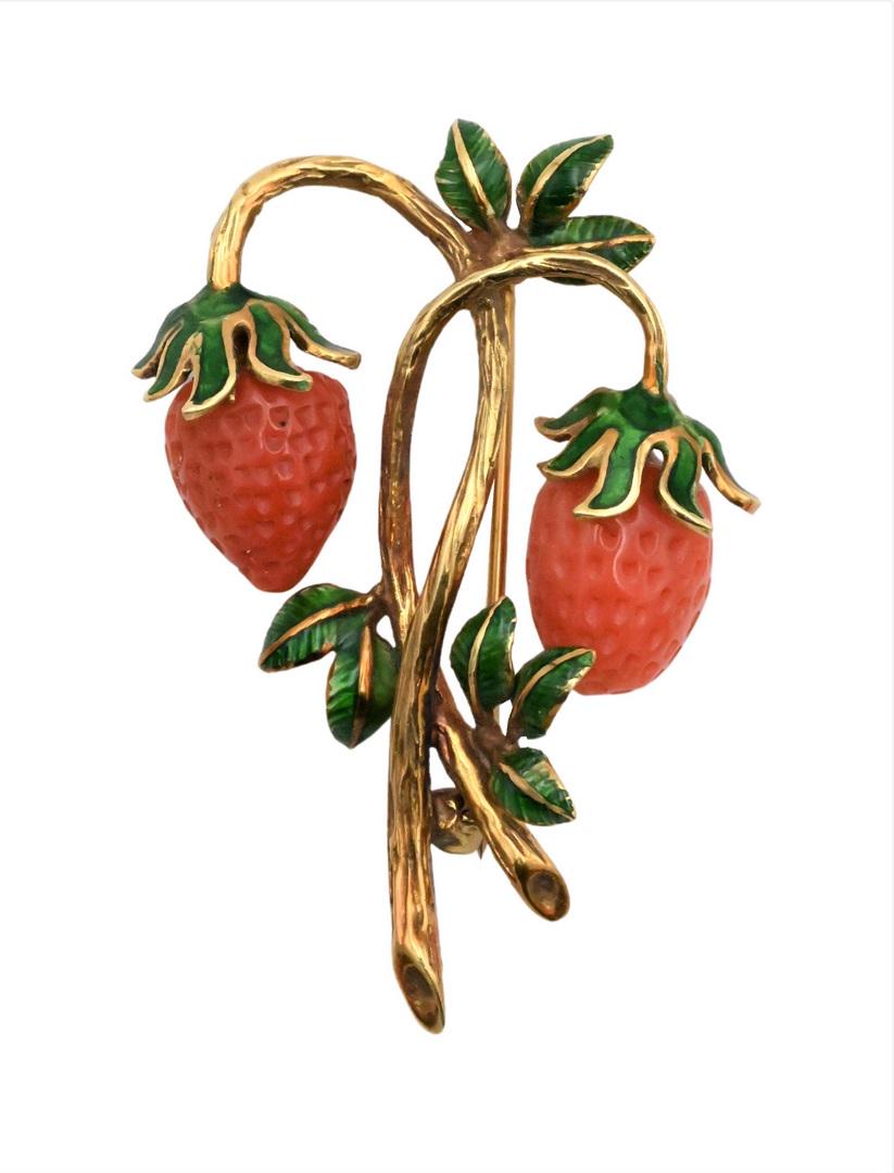 Tiffany & Company 18 Karat Yellow Gold Strawberry Brooch (1 of 4)
