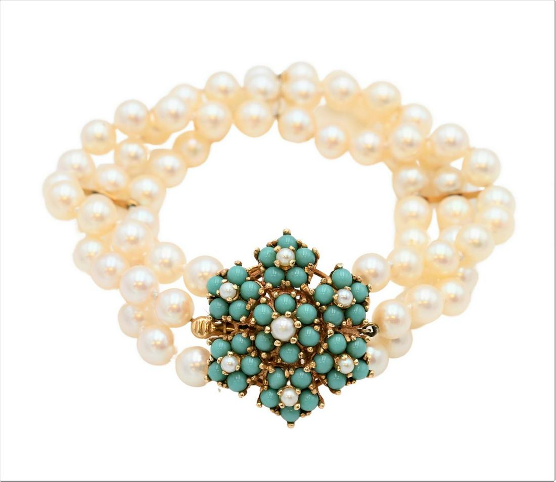 Triple Strand Pearl Bracelet (1 of 5)