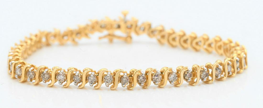 14 Karat Yellow Gold and Diamond Inline Bracelet (1 of 4)