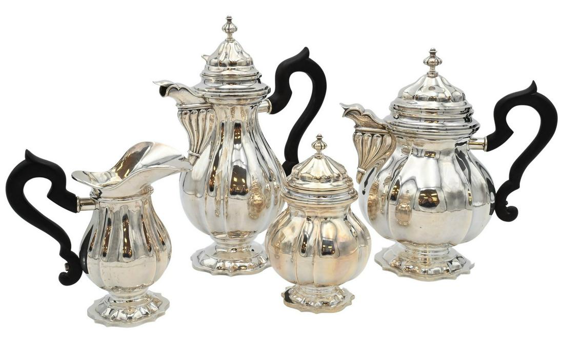 Italian Marked Cartier Four Piece Sterling Silver Tea and Coffee Set (1 of 7)