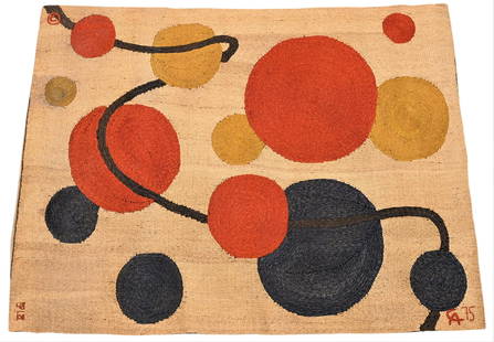 Alexander Calder (1898-1976): Alexander Calder (1898-1976) tapestry hand-woven maguey fiber, woven initialed signature date lower right CA 75 numbered 48/100 lower left, CAC publications/Bon Art, USA, 1975 73" x 98" Provenance: Pr