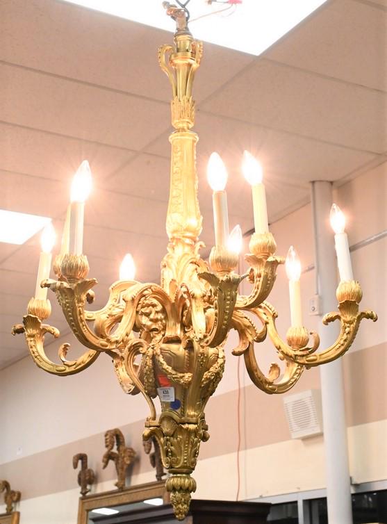 Regency Style Gilt Cast-Bronze Nine-Light Chandelier (1 of 6)