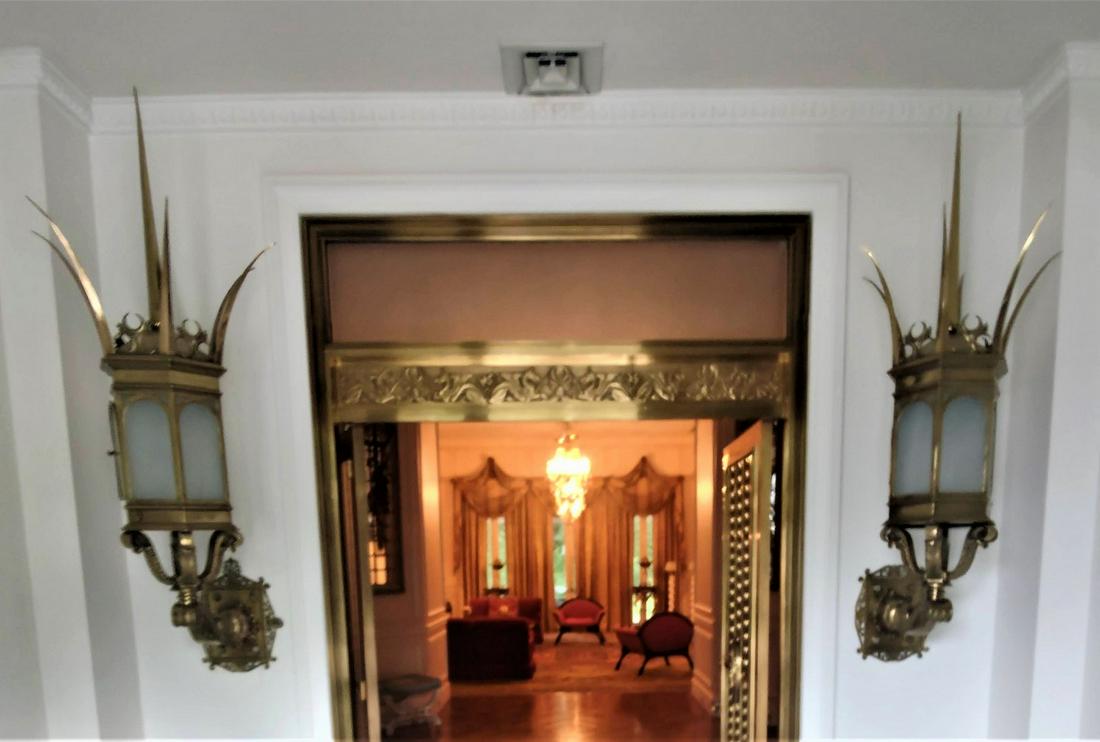 Pair of Monumental Brass and Bronze Turkish Wall Mounted Lanterns (1 of 6)