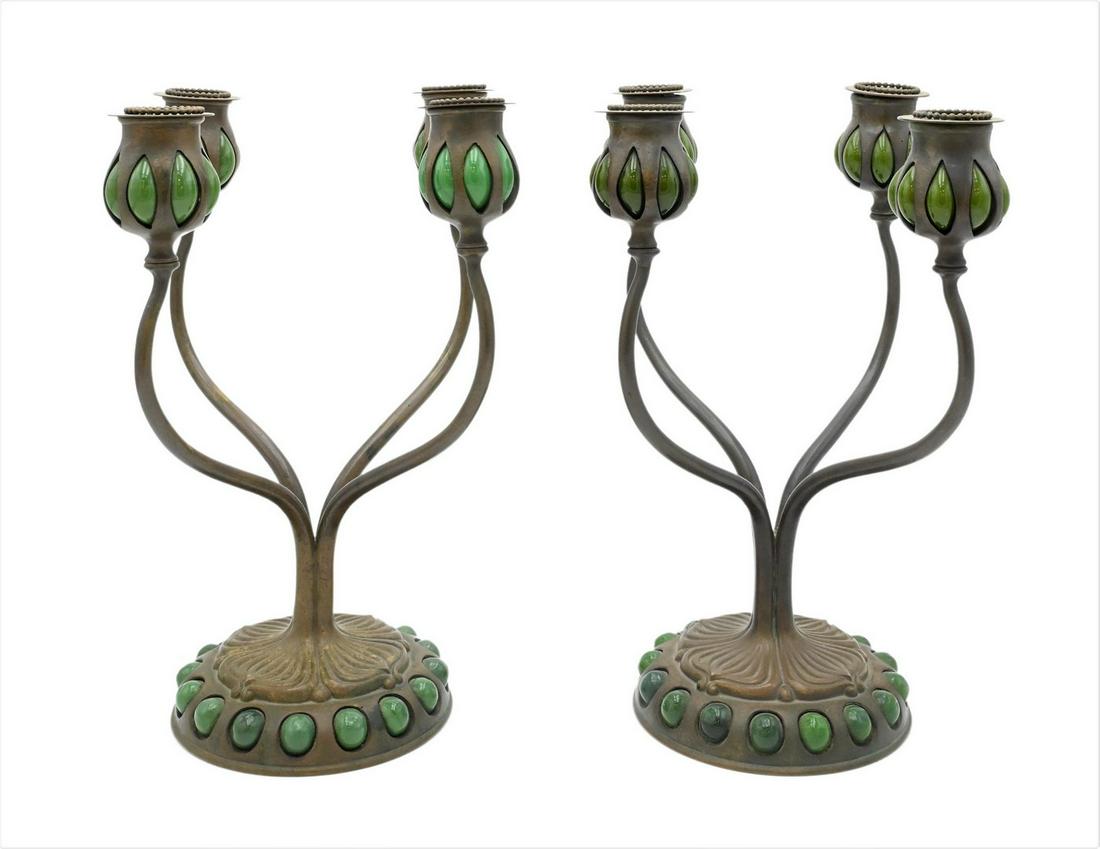 Pair of Tiffany Studios Bronze Candelabrum (1 of 7)