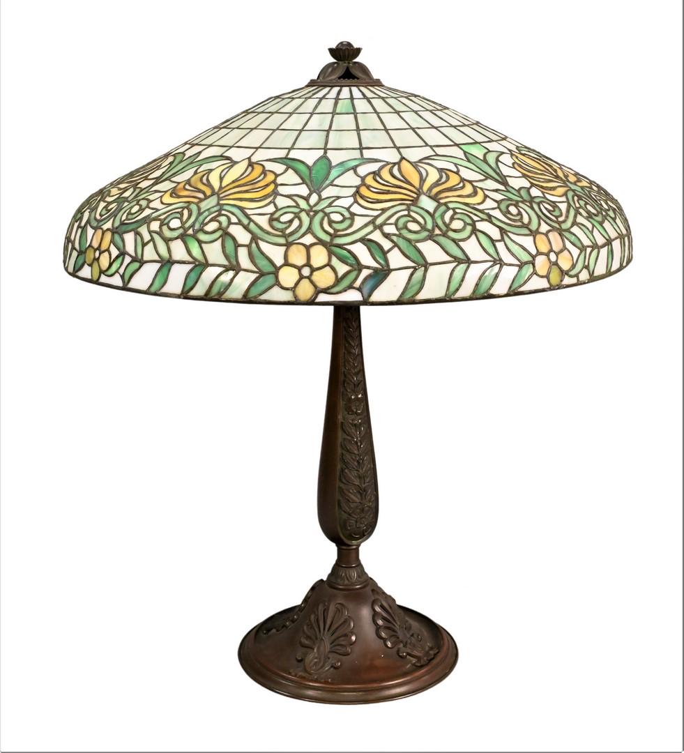 Suess Leaded Slag Glass Floral Table Lamp (1 of 12)