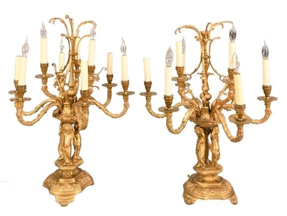 A Pair of Figural Nine-Light Candelabra (1 of 7)