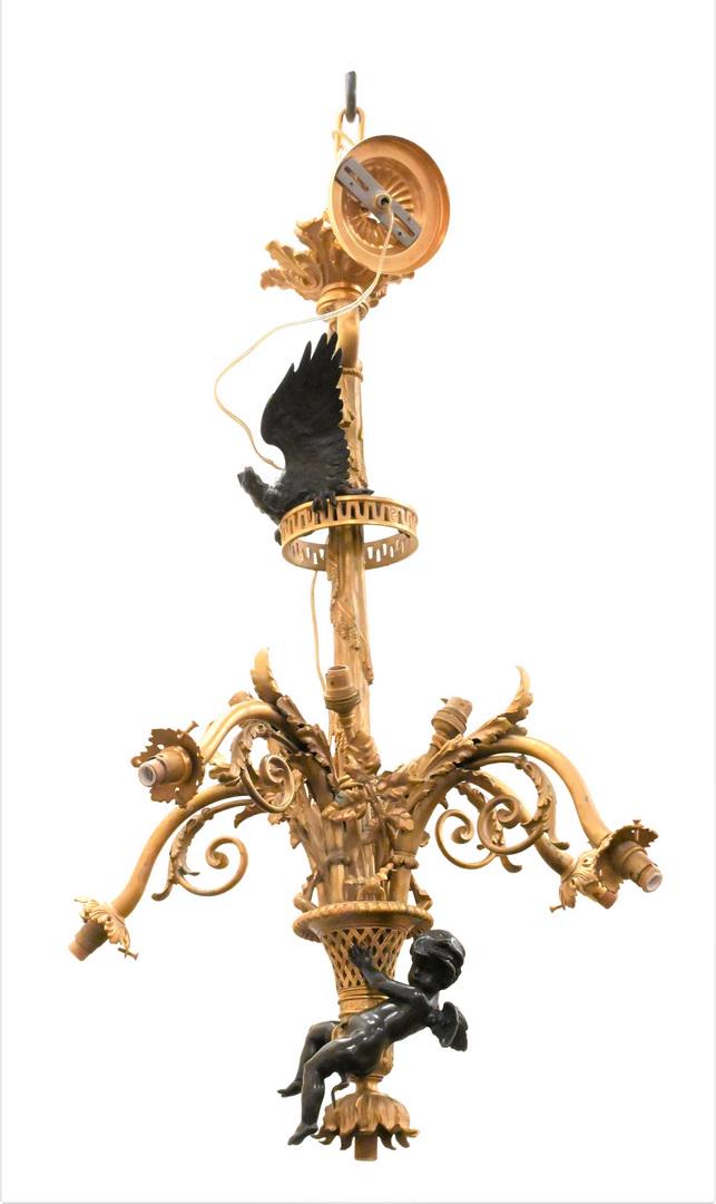 French Gilt Bronze Nine Light Chandelier (1 of 5)