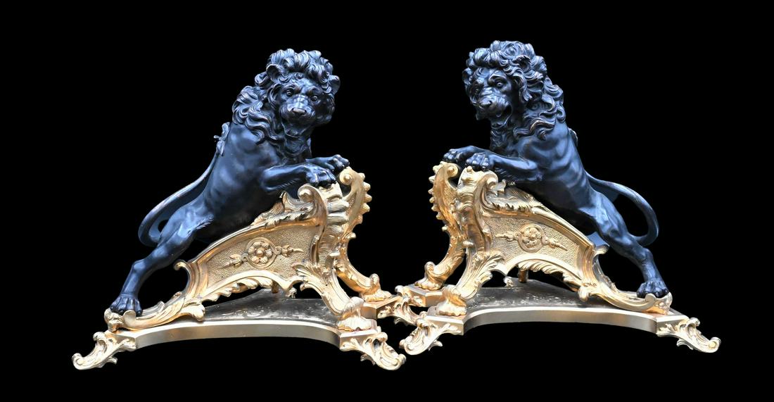 A Pair of Louis XV Style Ormolu and Patinated Bronze Chenets (1 of 7)
