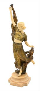 Affortunato Gory (1895 - 1925): Affortunato Gory (1895 - 1925) Oriental Dancer bronze on alabaster base signed A. Gory, France on back height 18 inches Please note: This item cannot be purchased or shipped by bidders residing outsid