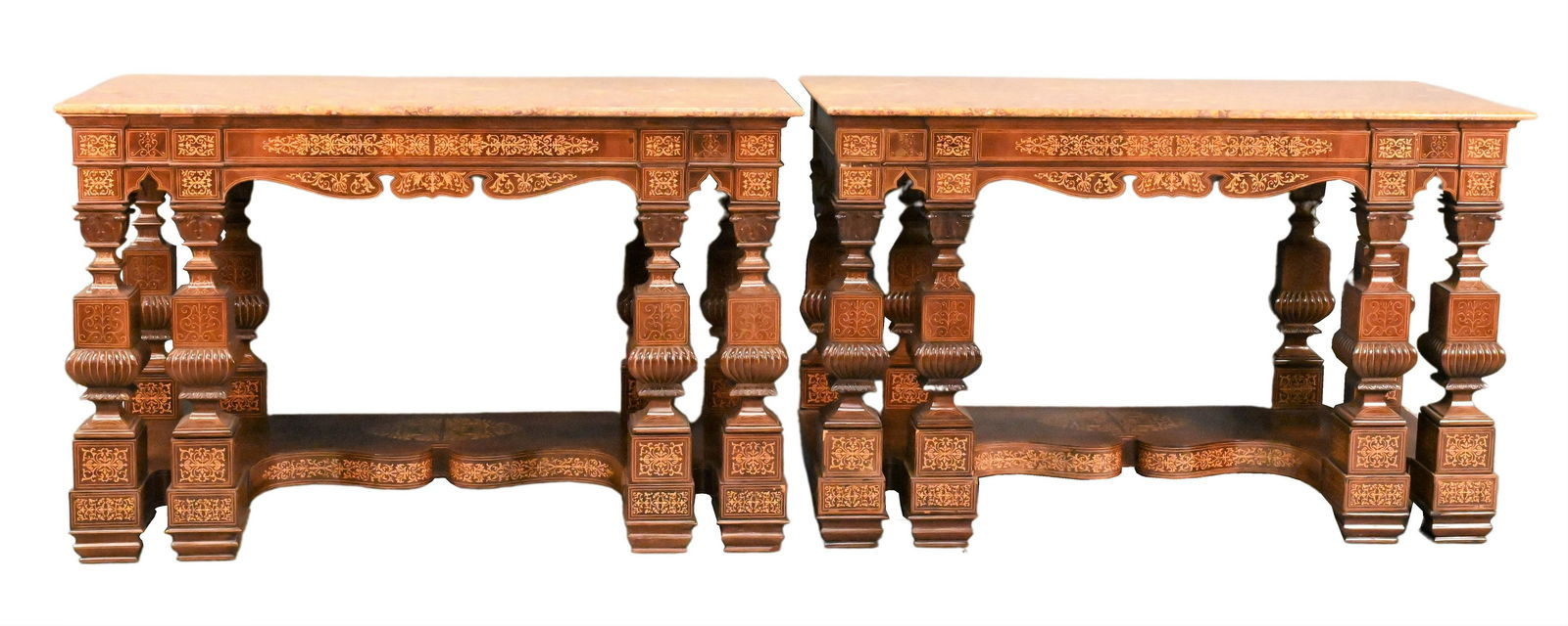 A Pair of Charles X Style Mahogany and Seaweed Marquetry Pier Tables (1 of 6)