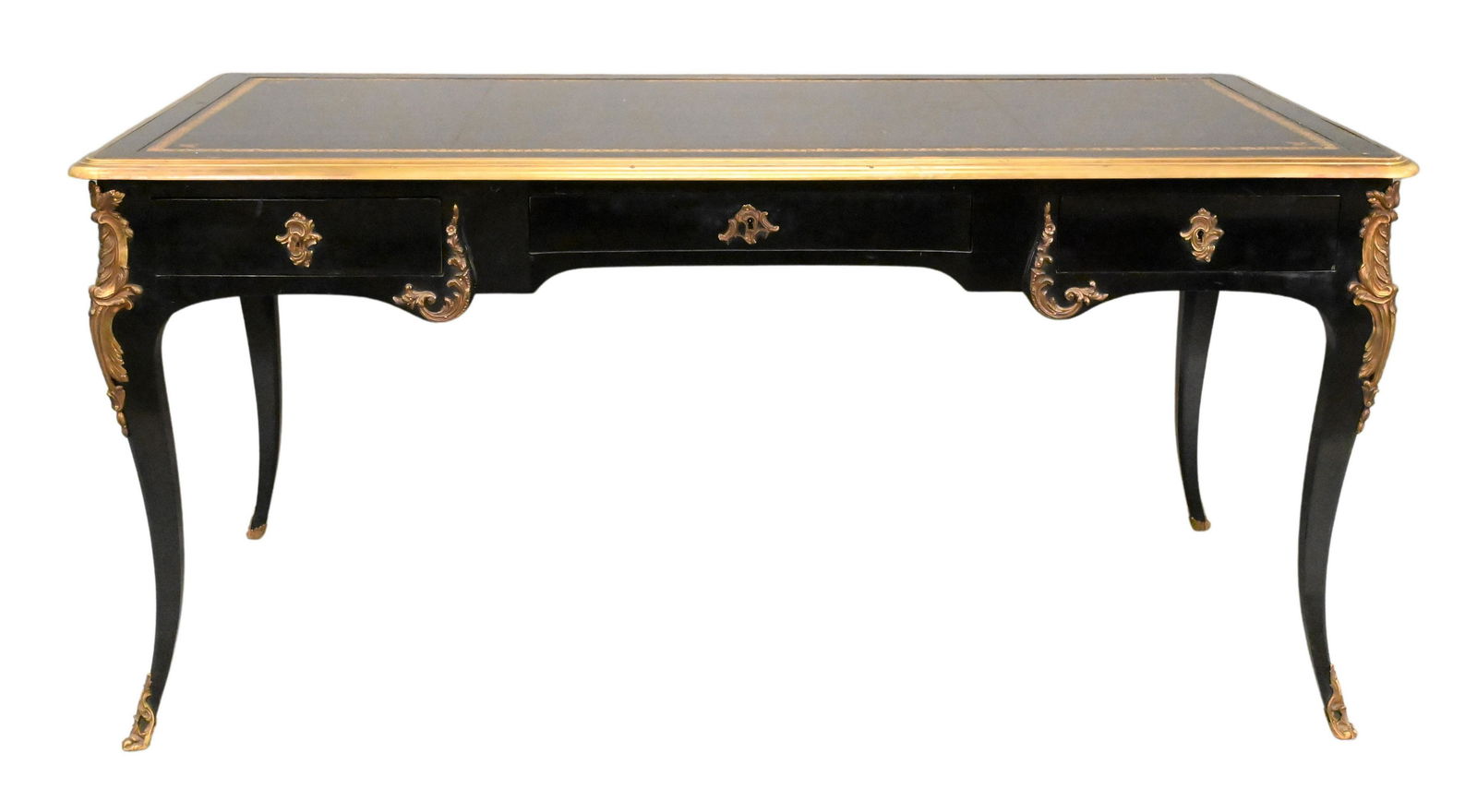 Louis XV Style Gilt-Brass-Mounted and Ebonized Bureau Plat (1 of 5)