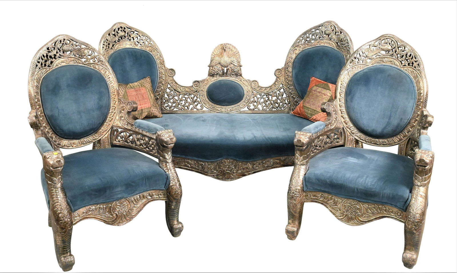 Four Piece Silvered Repousse Salon Set (1 of 6)