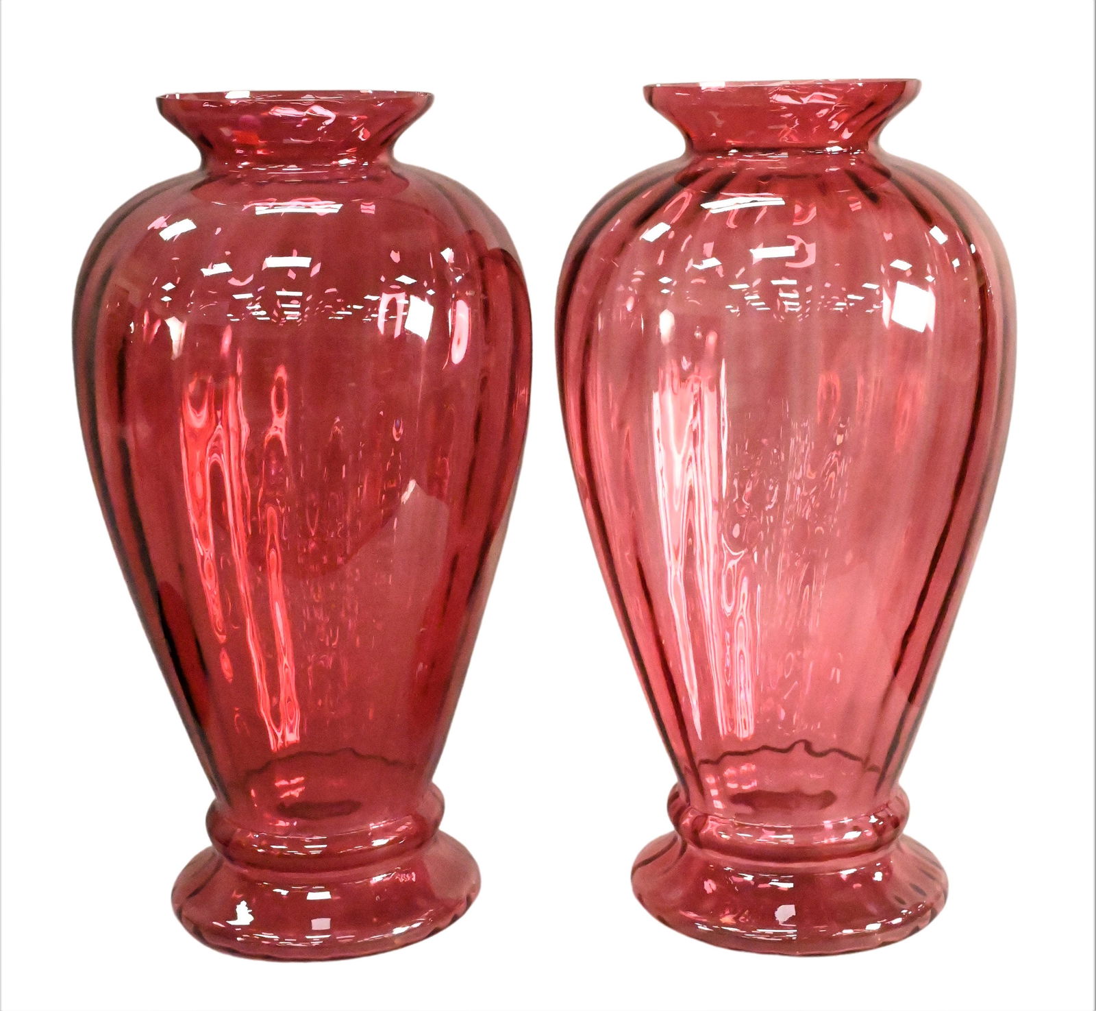 A Pair of Large Cranberry Glass Baluster-Form Vases (1 of 6)