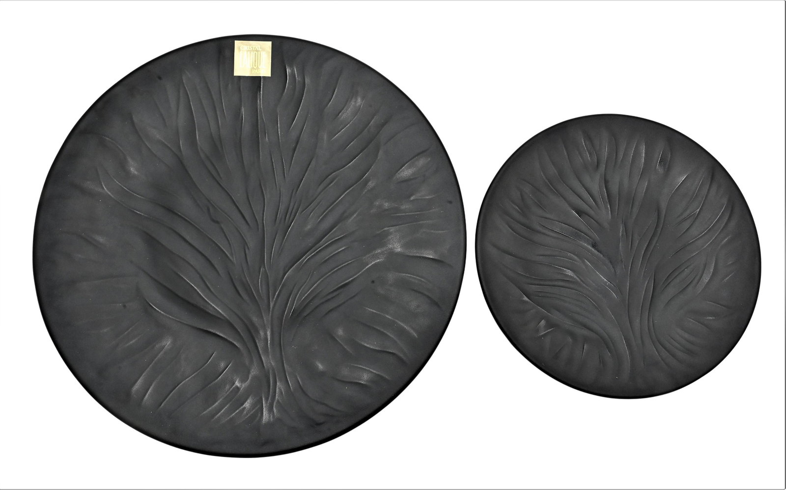 Set of 26 Lalique Algues Black Glass Plates (1 of 7)