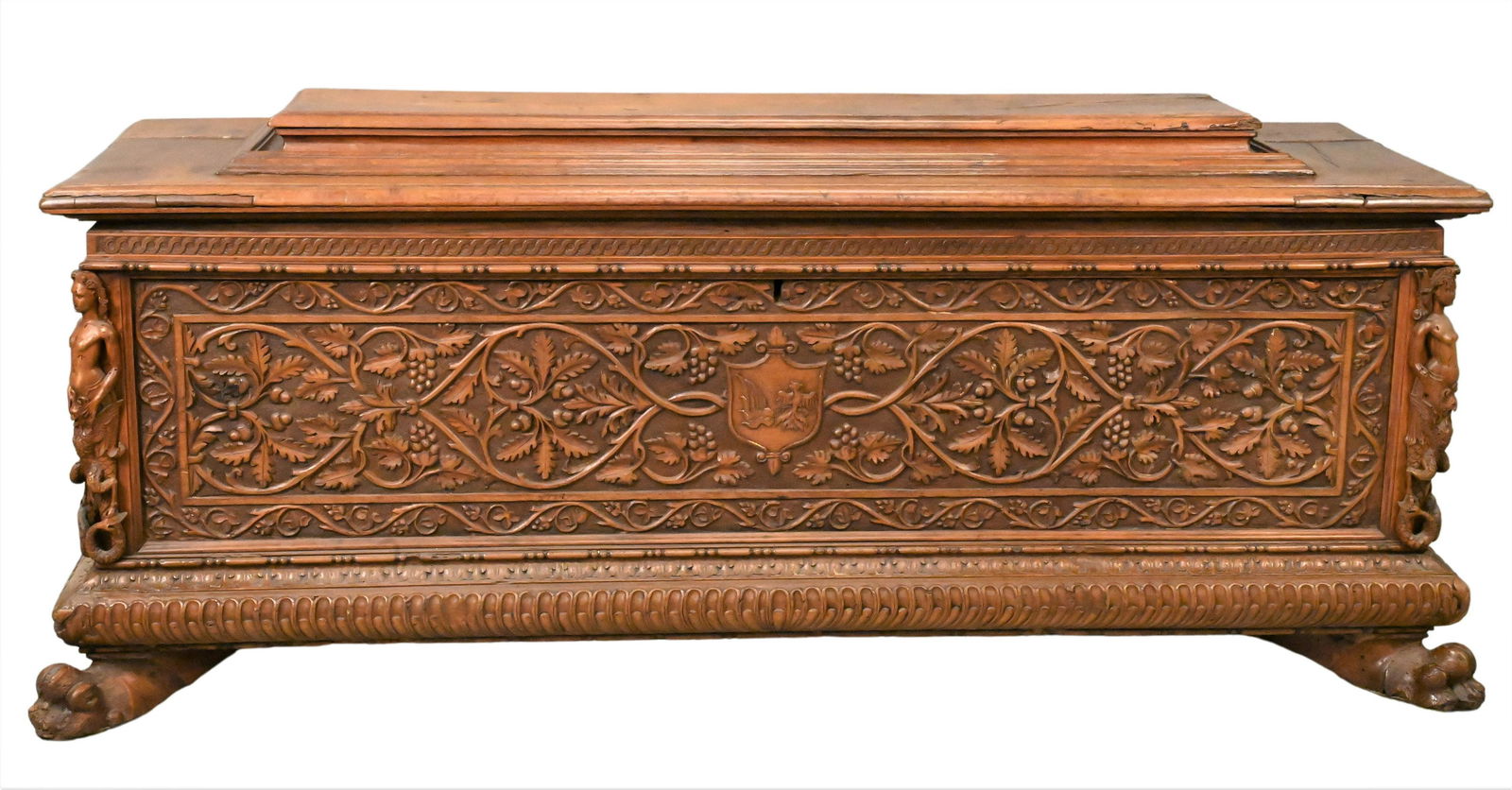 Continental Carved Walnut Cassone (1 of 7)