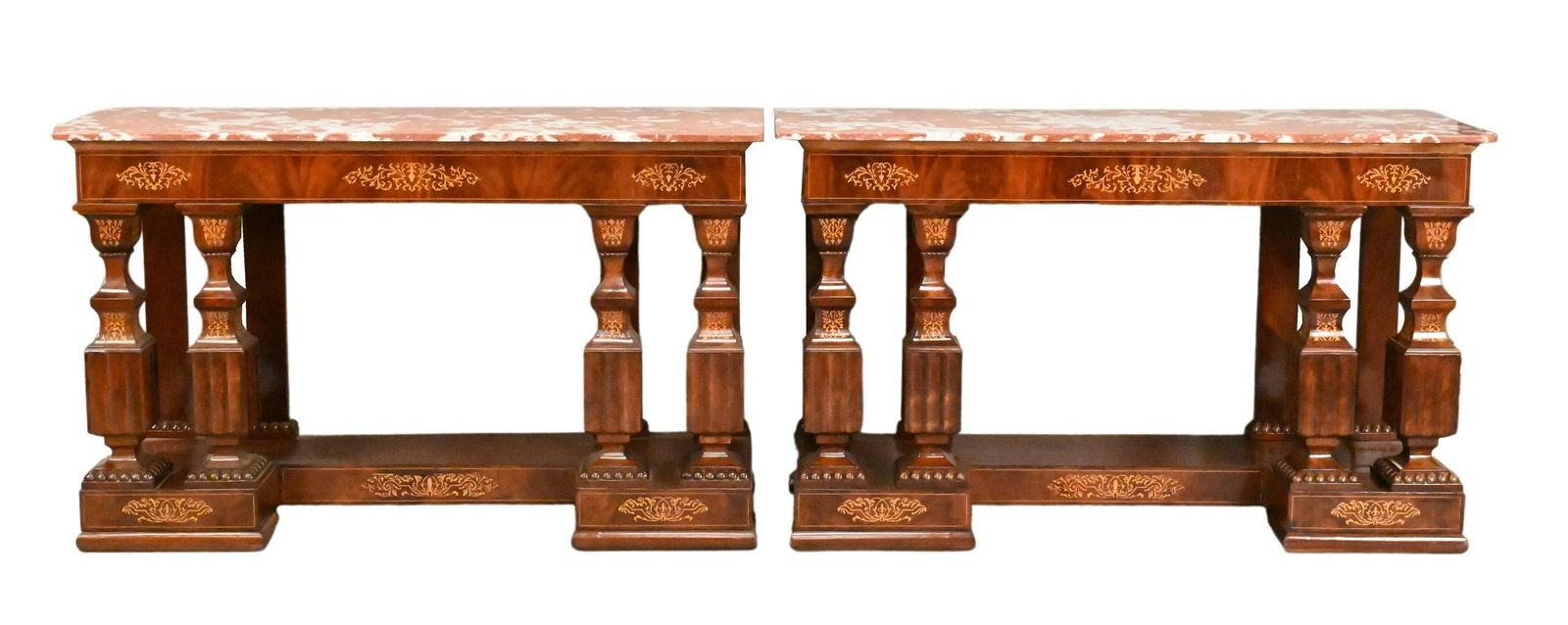 A Pair of Charles X Style Inlaid-Mahogany Pier Tables (1 of 7)