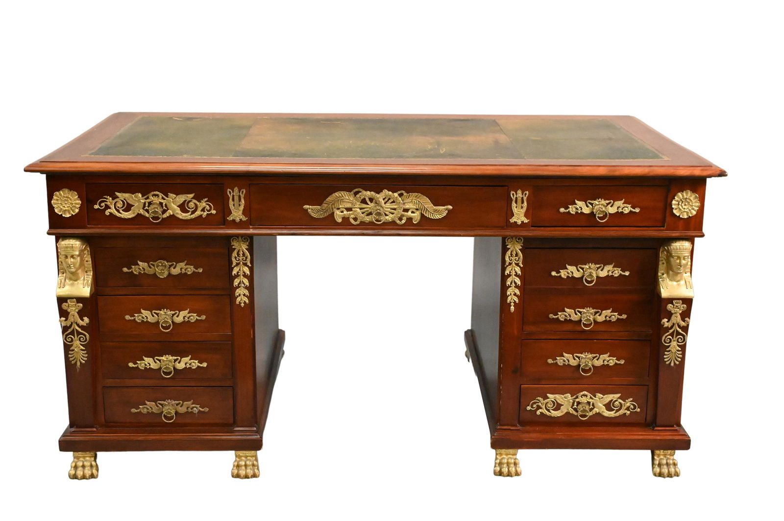 Empire Style Ormolu-Mounted Mahogany Double-Pedestal Desk (1 of 5)