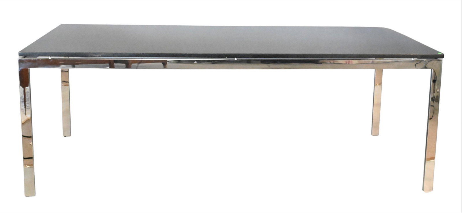 Granite Top Dining Table: Granite Top Dining Table, on chrome base, attributed to Brueton, height 29 inches, top 42" x 84".