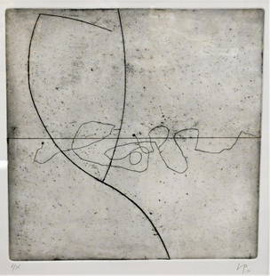 Victor Pasmore (British, 1908 - 1998): Victor Pasmore (British, 1908 - 1998), etching, untitled, 1973, pencil signed and numbered 6/75, 15" x 15".