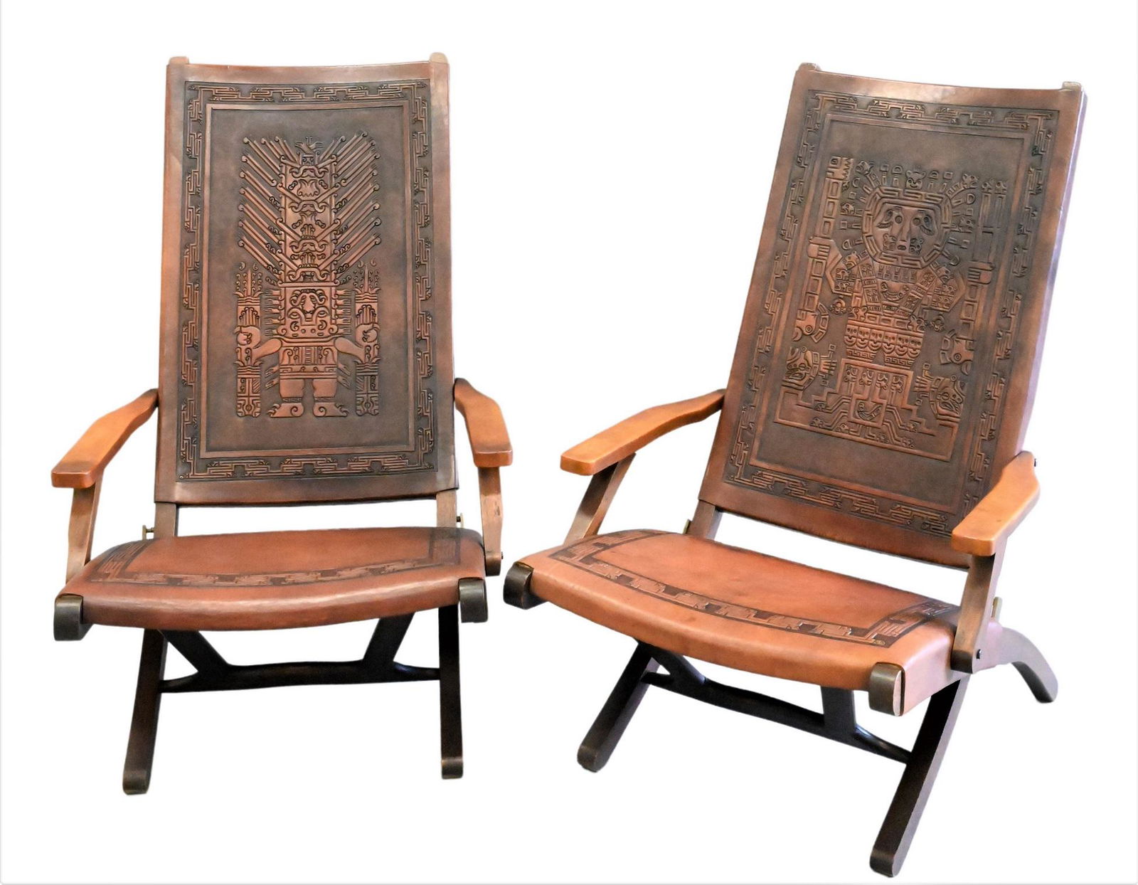 A Pair of Angel Pazmino Leather Folding Chairs (1 of 6)