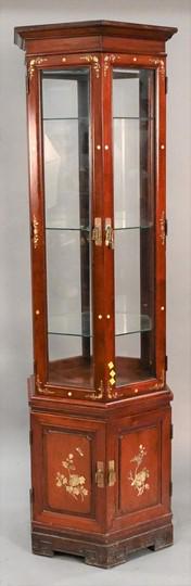 Japanese Two Part Inlaid Vitrine (1 of 4)