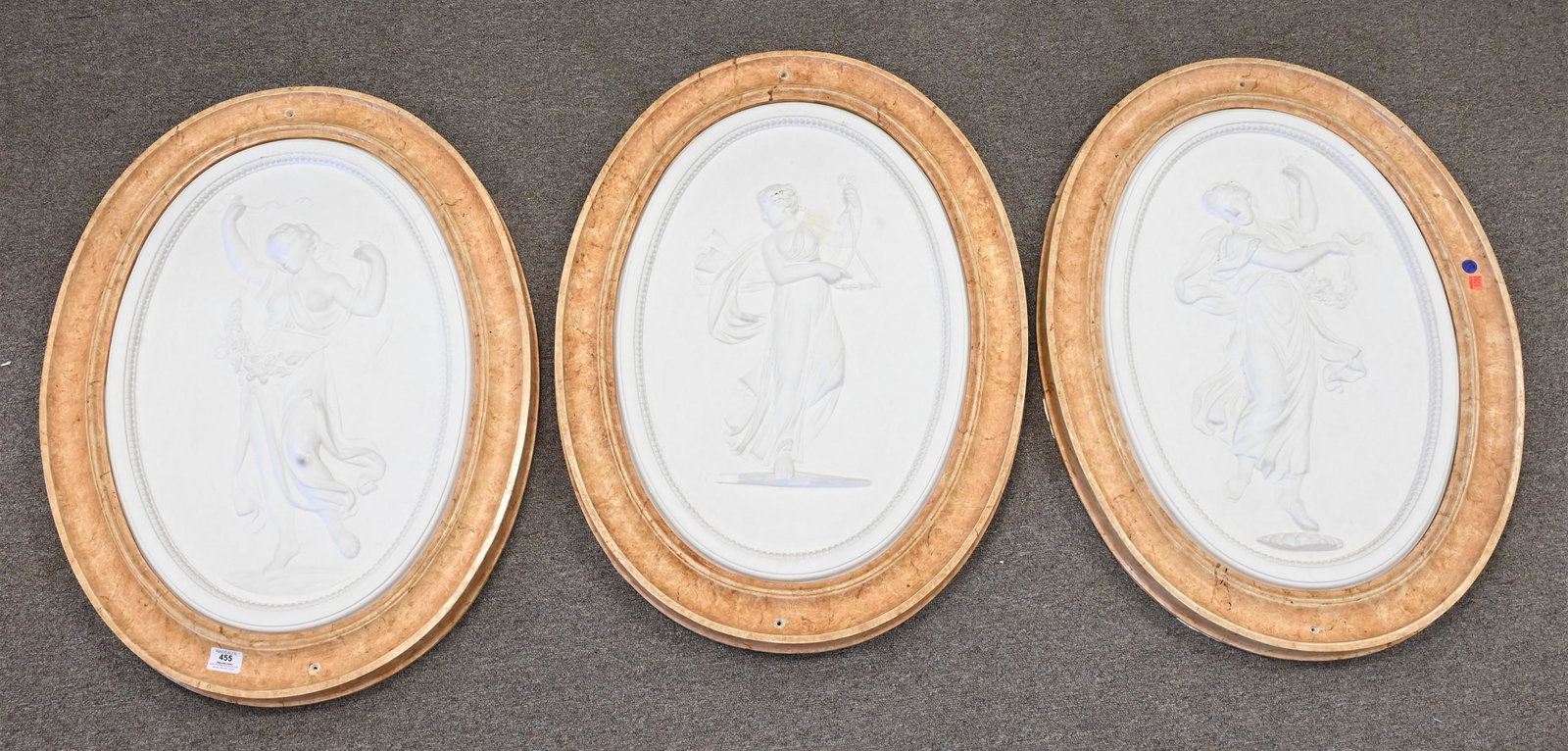 Set of Three Oval Plaster Plaques (1 of 4)
