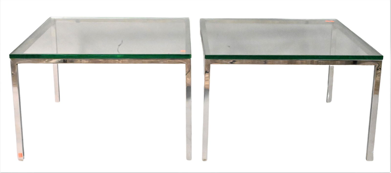 A Pair of Mies Van Der Rohe Chrome and Glass End Tables (1 of 3)