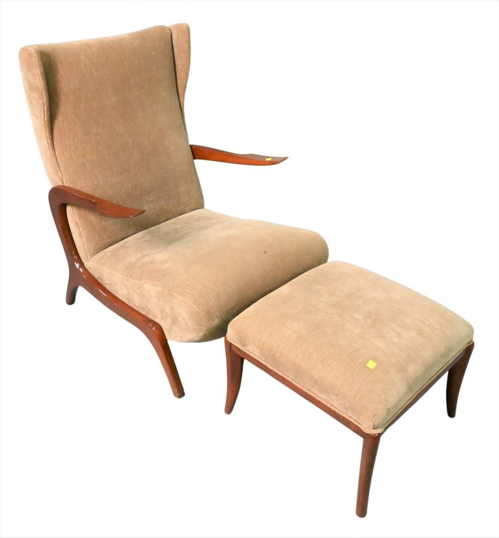 Italian Mid Century Modern Chair and Ottoman (1 of 6)