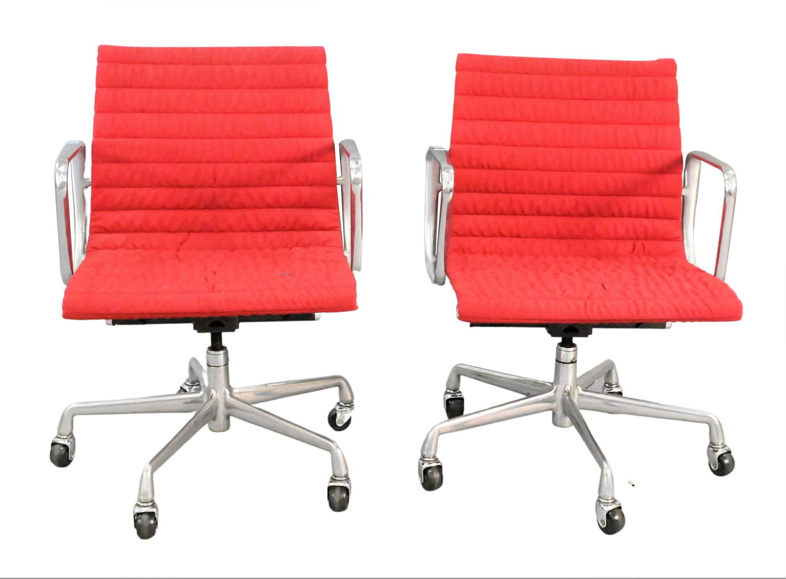 Two Red Eames Aluminum Group Chairs (1 of 4)
