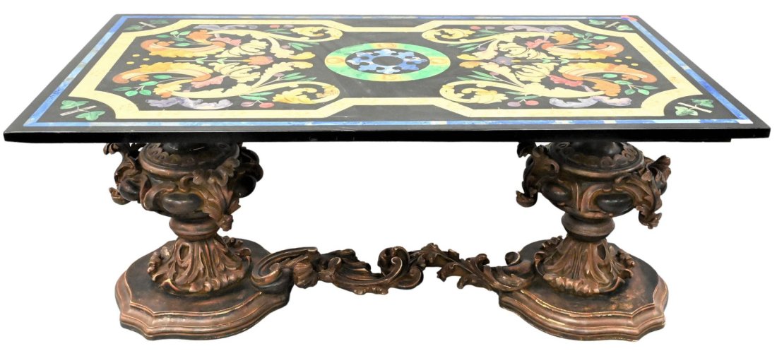 Gilt Painted and Faux Pietra Dura Coffee Table (1 of 4)