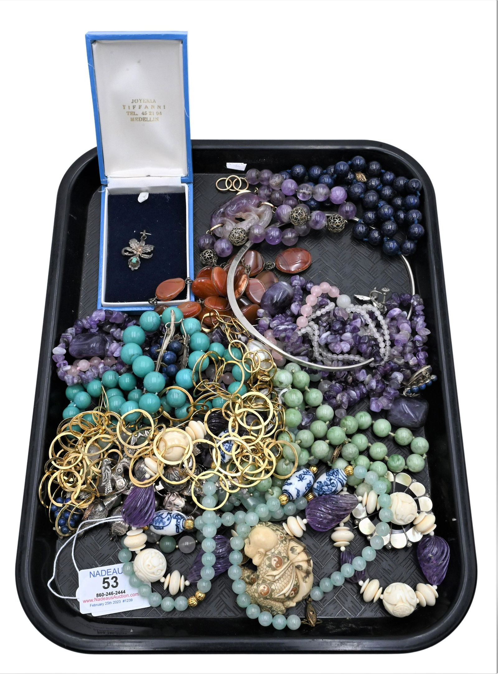 Tray Lot of Hardstone Necklaces and Silver (1 of 5)