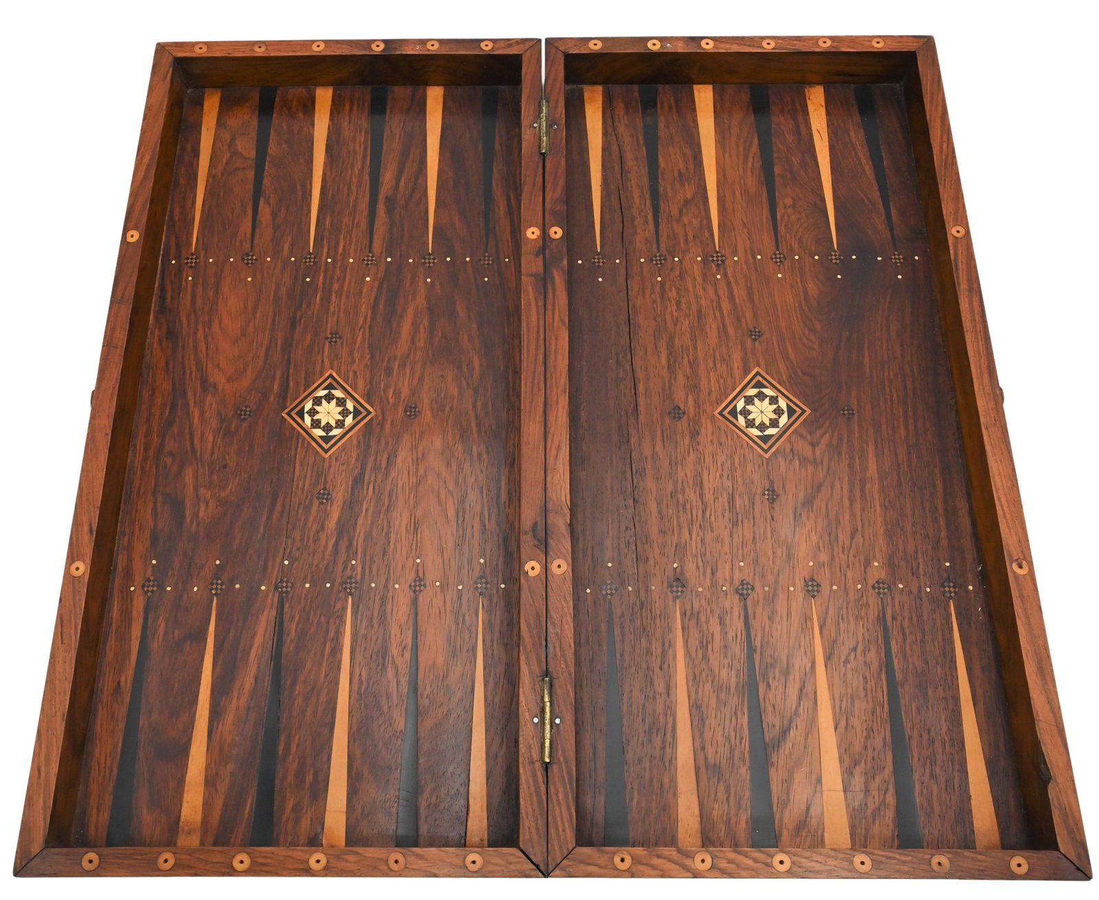 Asprey & Company Rosewood Game Box: Asprey & Company Rosewood Game Box, 1983, having chess and backgammon interior, along with bone chess pieces, width 16 1/2 inches.