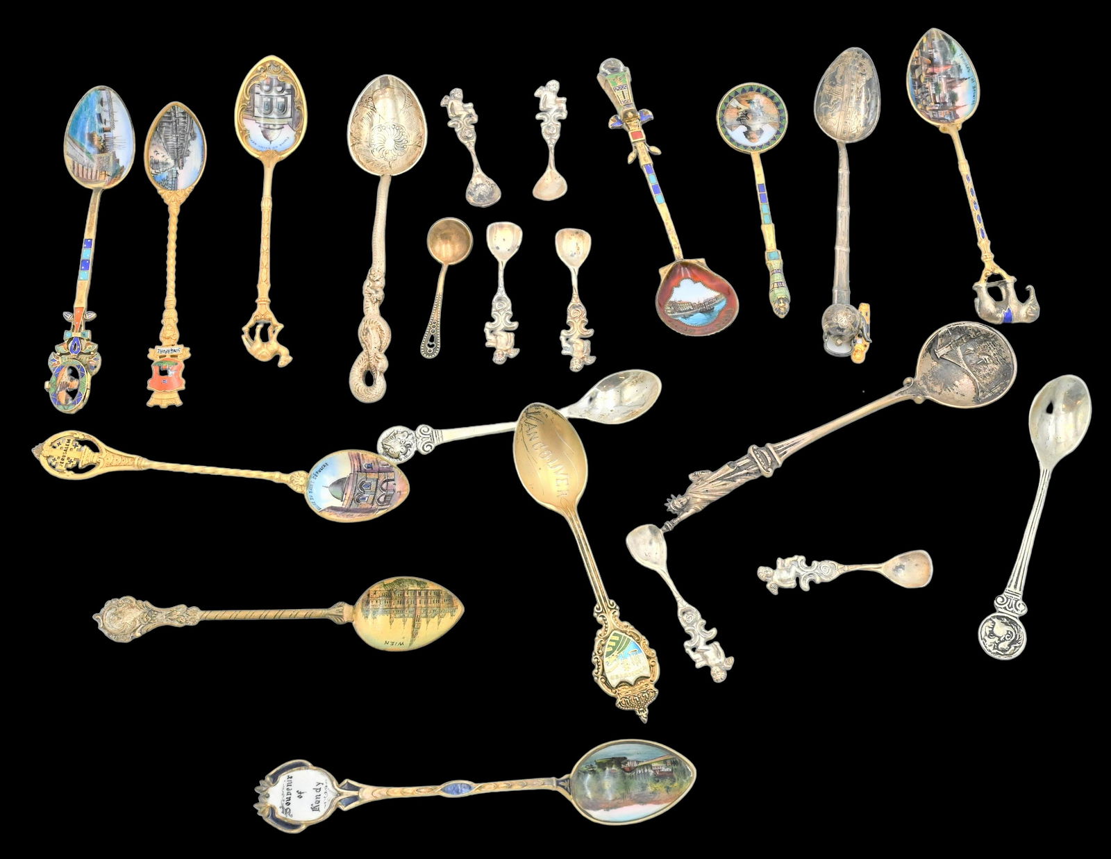Group of Sterling and 800 Silver Souvenir Spoons (1 of 6)