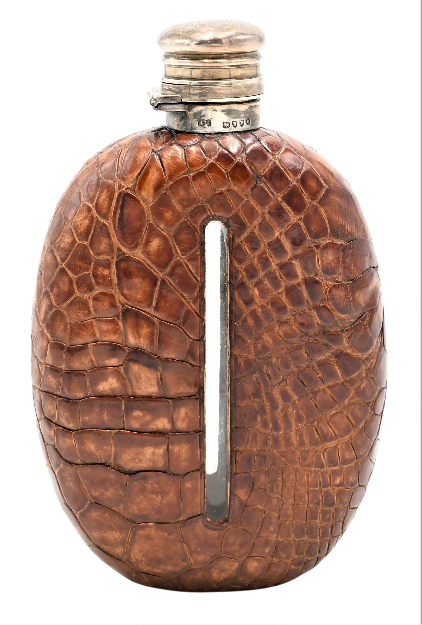 Alligator Covered Silver and Glass Flask (1 of 4)